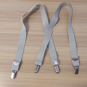 Suspender Boy Gray Clip On X Back Adjustable Strap Formal Stretch Elastic